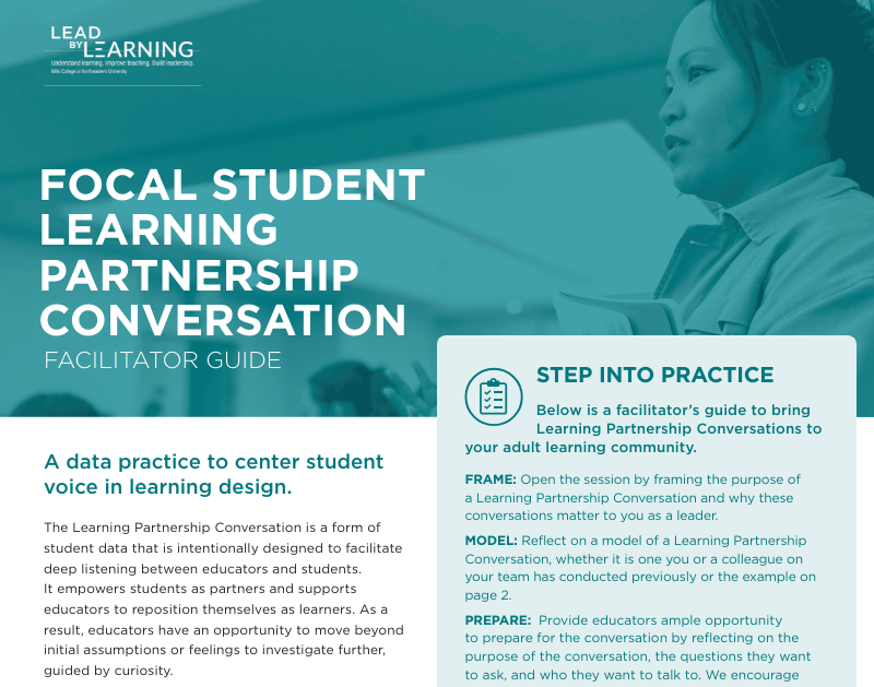 Focal Student Learning Partnership Conversation: Facilitator Guide