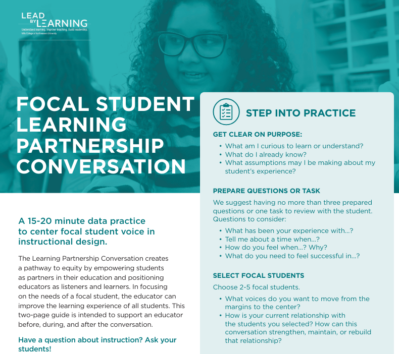 FOCAL STUDENT LEARNING PARTNERSHIP CONVERSATION